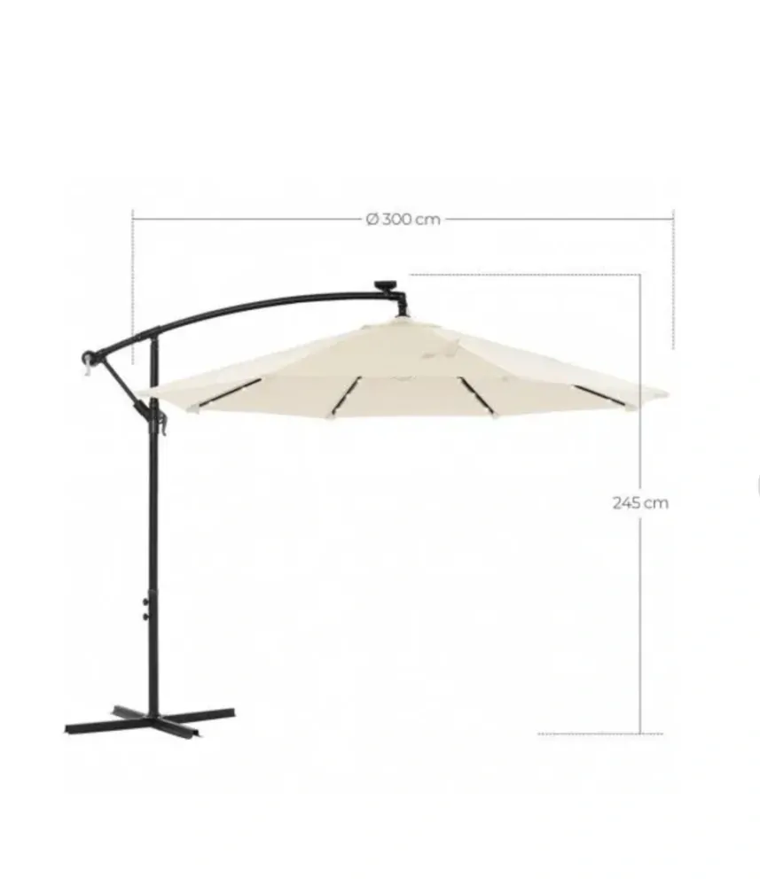 Slnečník LED krémový pr. 300cm