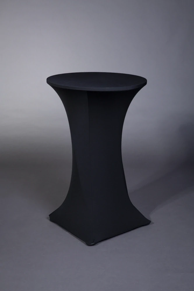 SB stôl ∅ 70 cm s čiernym / bielym elastickým návlekom