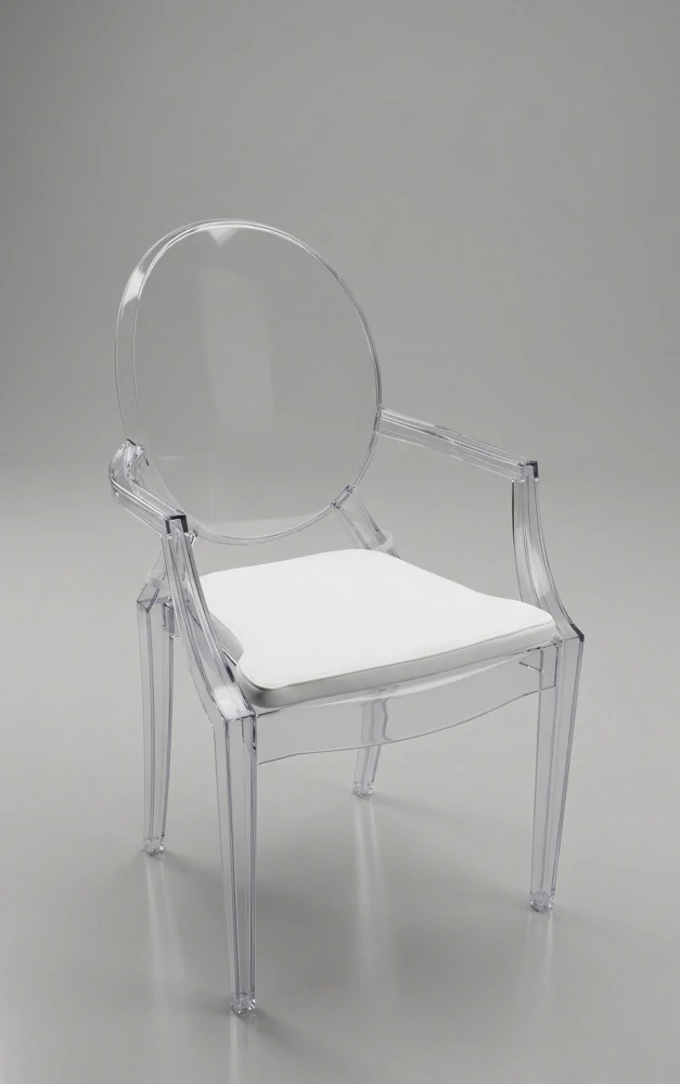 Stolička GHOST s podrúčkami - transparentná