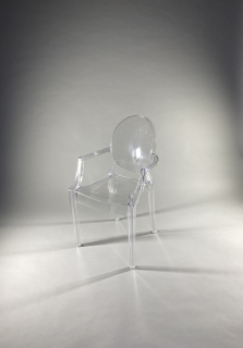 Stolička GHOST s podrúčkami - transparentná